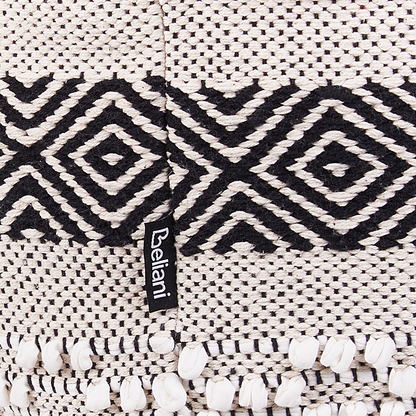 Pouffe Light Beige Cotton Geometric Pattern Boho Style