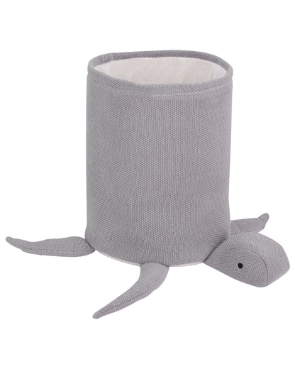 Turtle Knit Storage Basket Grey Cotton Toy Hamper