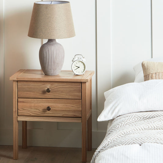 Sassafras Home Bedside Table Solid Light Brown 2 Drawer Rustic