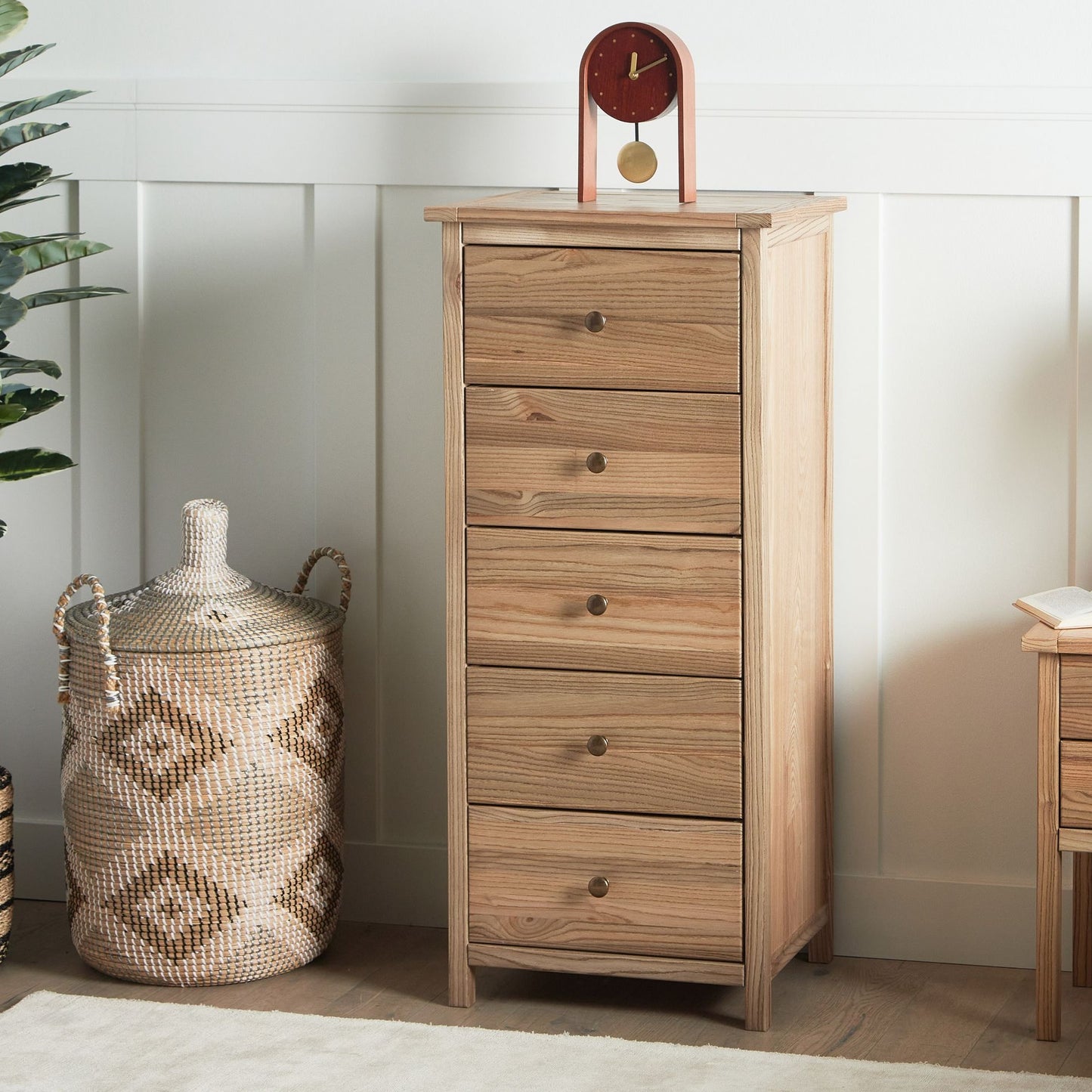 Hearth Timber Rustic Sassafras Five Drawer Chest Light Brown Sideboard Storage Ideal Living Room Organizer