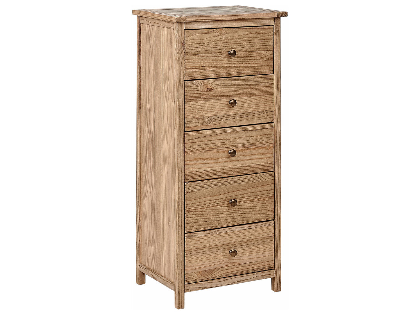 Hearth Timber Rustic Sassafras Five Drawer Chest Light Brown Sideboard Storage Ideal Living Room Organizer