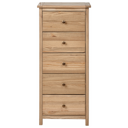 Hearth Timber Rustic Sassafras Five Drawer Chest Light Brown Sideboard Storage Ideal Living Room Organizer