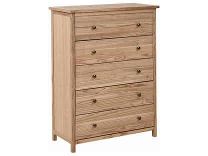 Sassafras Home 5 Drawer Sideboard Light Natural Wood Rustic Cabinet For Bedroom Living Room
