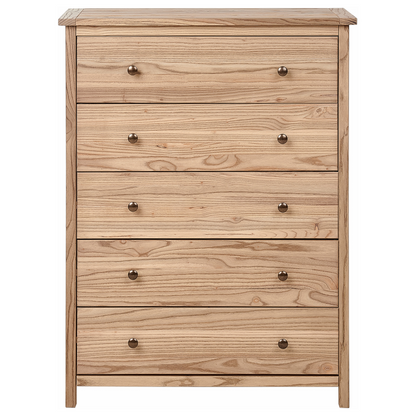Sassafras Home 5 Drawer Sideboard Light Natural Wood Rustic Cabinet For Bedroom Living Room