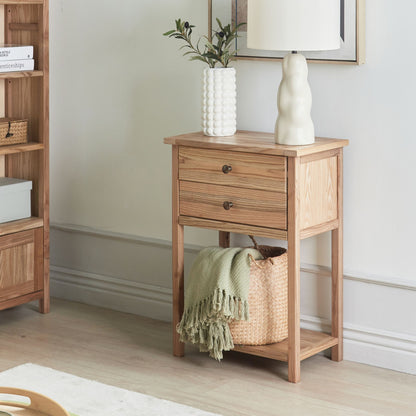 Sassafras Wood Co Console Table Light Natural Wood 53cm 2 Drawers
