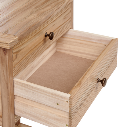 Sassafras Wood Co Console Table Light Natural Wood 53cm 2 Drawers