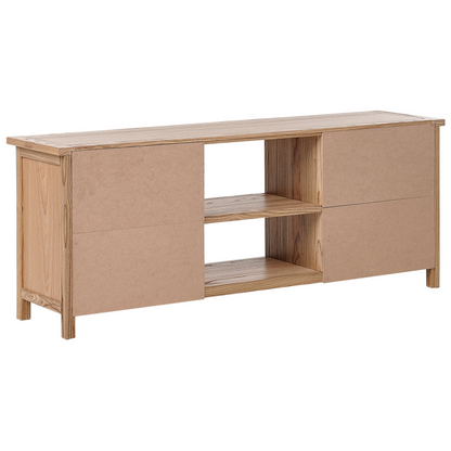 Sassafras Home Rustic TV Stand Natural Light Brown For Up To 58 Inch TV With Two Cabinets