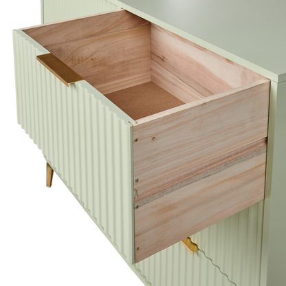 LuxeHome Green MDF Chest of Drawers 6 Drawers Fluted Fronts