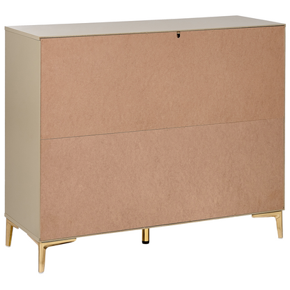 BrandName Beige 6 Drawer Chest With Fluted Fronts And Gold Handles