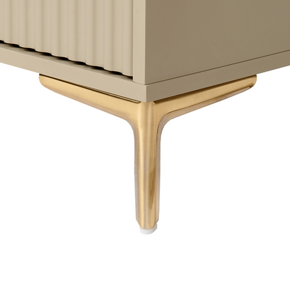 BrandName Beige 6 Drawer Chest With Fluted Fronts And Gold Handles
