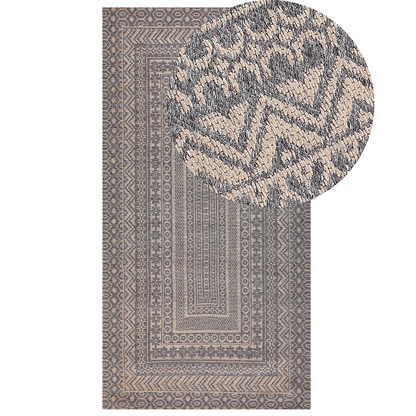 Geometric Jute Area Rug Beige Grey 80 x 150cm