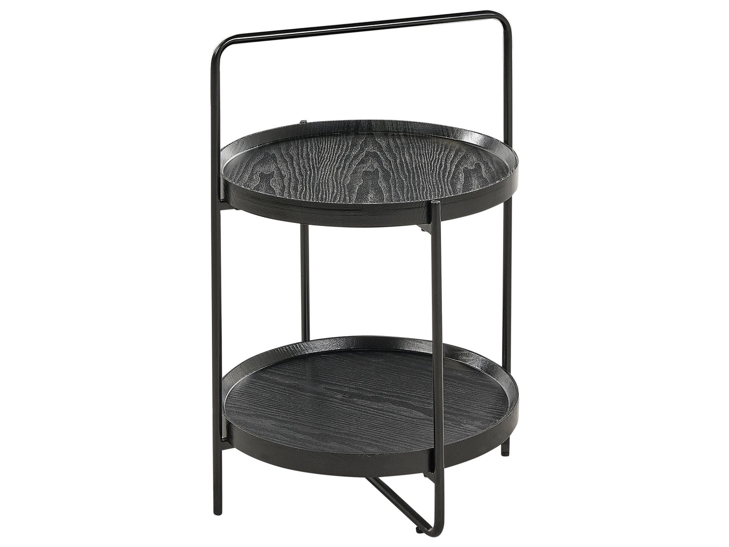 NovaHome Side Table Black MDF Top Metal Frame 2 Tier Round 45 Cm Living Room Furniture