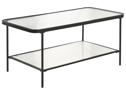 Retro Black Fluted Glass Coffee Table 100 x 51cm Iron Frame