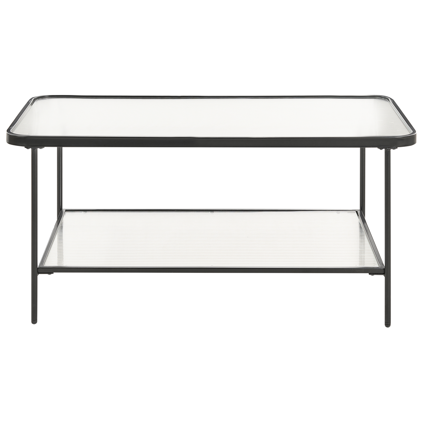 Retro Black Fluted Glass Coffee Table 100 x 51cm Iron Frame