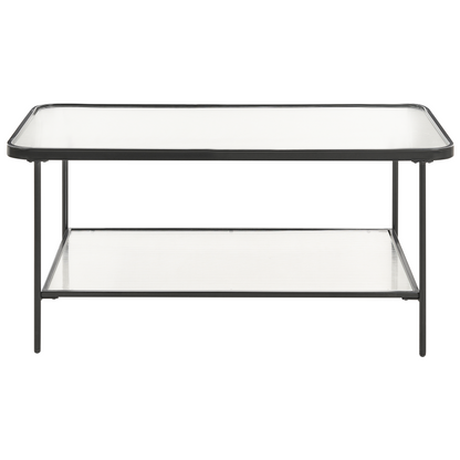 Retro Black Fluted Glass Coffee Table 100 x 51cm Iron Frame