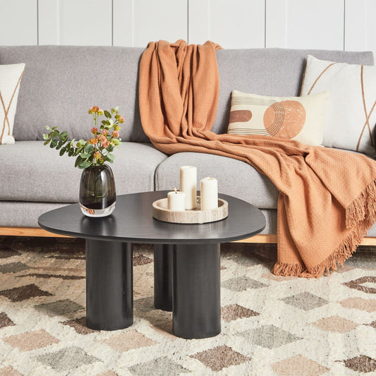Black Engineered Wood Coffee Table 75 x 75cm Retro Triangle