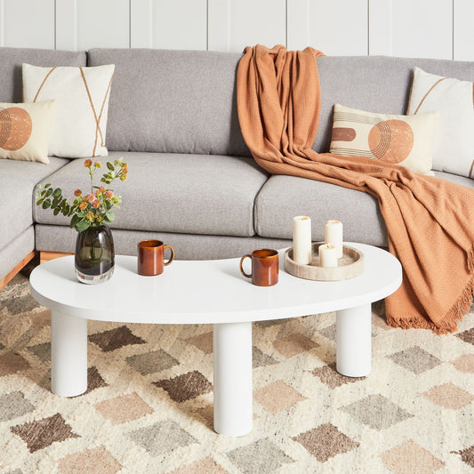 White Coffee Table 112 X 46cm Retro Triangle
