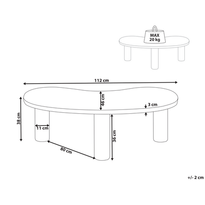 White Coffee Table 112 X 46cm Retro Triangle