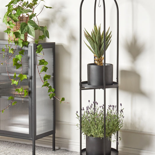Black Iron Plant Stand 35 X 160cm Indoor Metal Flower Stand Modern Industrial