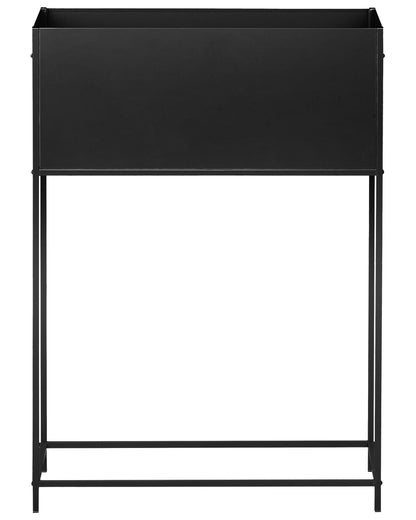 Raised Planter Box Black Metal Round Indoor Outdoor Garden