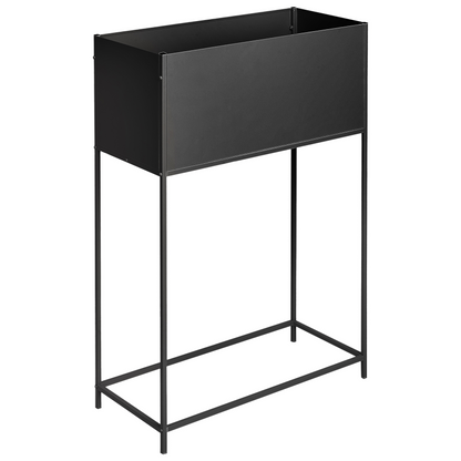 Raised Planter Box Black Metal Round Indoor Outdoor Garden