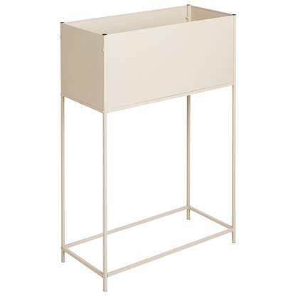 Beige Metal Round Raised Planter Box Indoor Outdoor