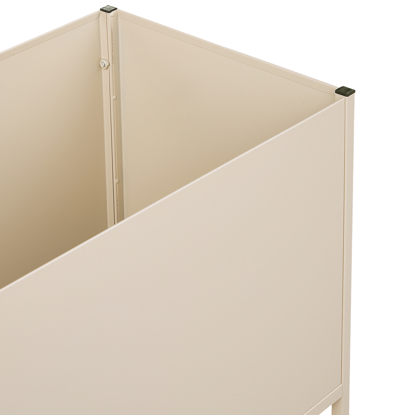 Beige Metal Round Raised Planter Box Indoor Outdoor