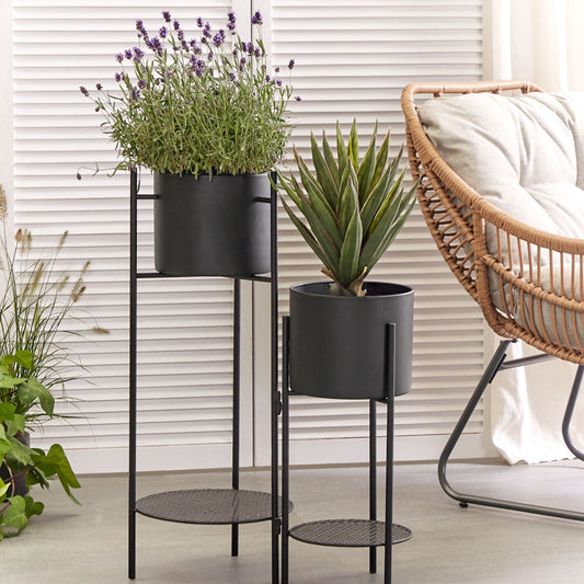 Plant Stand Black Powder Coated Indoor Metal Modern