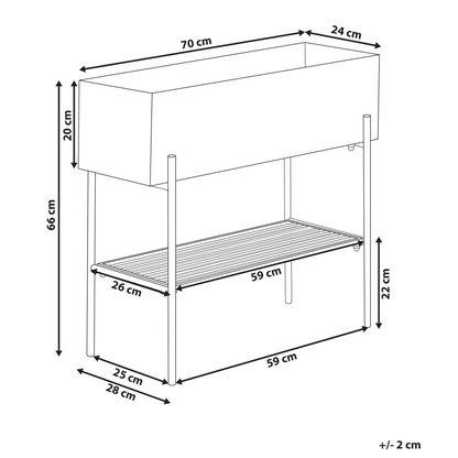 Raised Planter Box Beige Metal With Shelf Indoor Outdoor