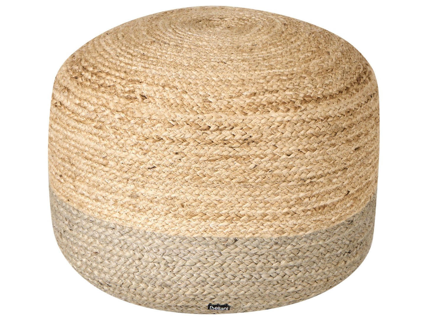 Pouffe Taupe Jute With EPS Bead Filling 50 x 50 x 40cm Round Ottoman Boho Style