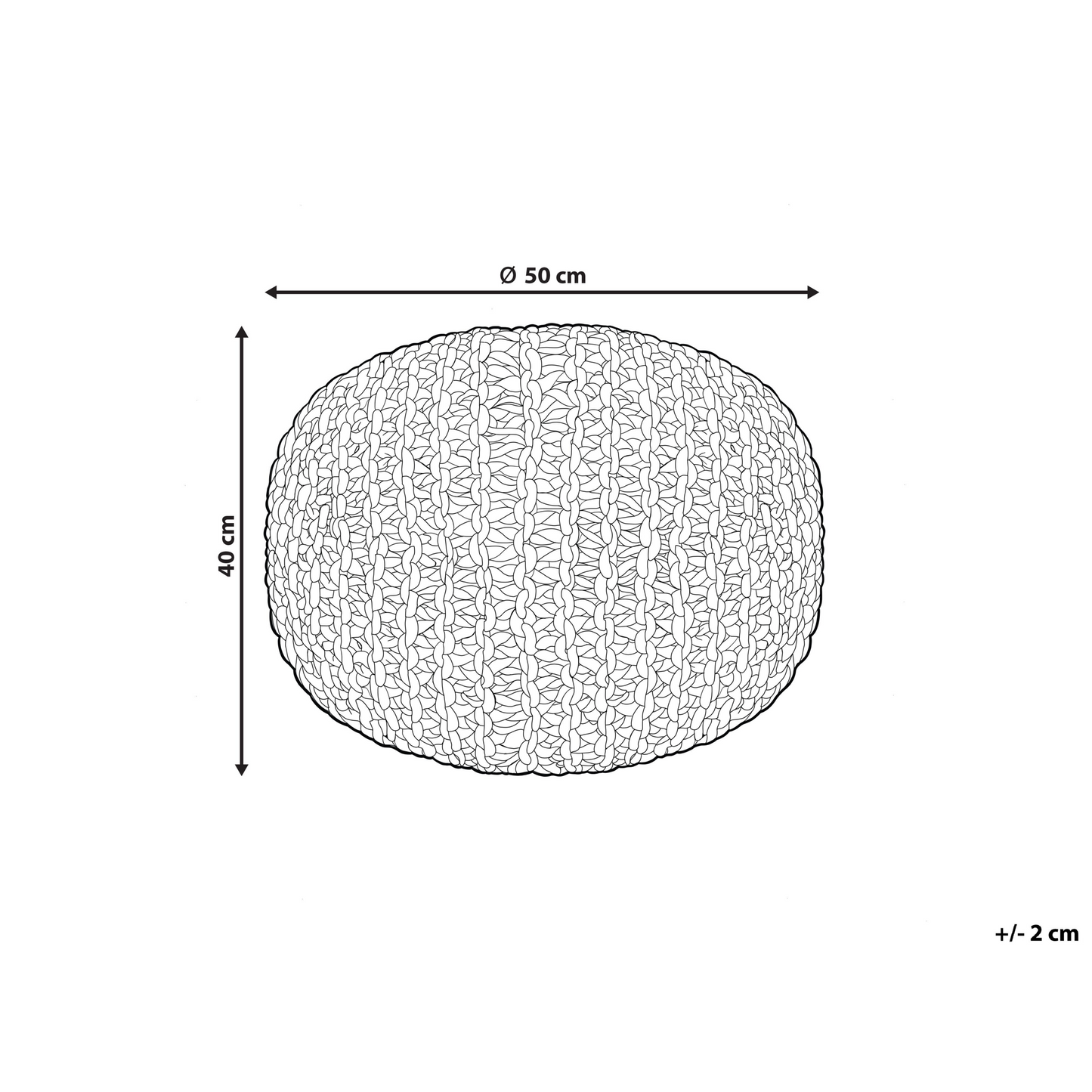 Pouffe Taupe Jute With EPS Bead Filling 50 x 50 x 40cm Round Ottoman Boho Style
