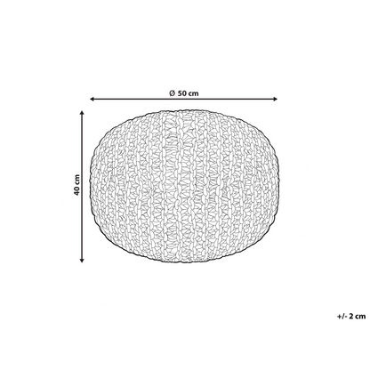 Pouffe Taupe Jute With EPS Bead Filling 50 x 50 x 40cm Round Ottoman Boho Style