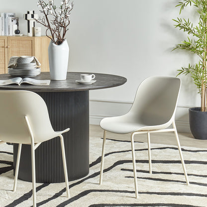 Set Of 2 Modern Dining Chairs Light Beige With Metal Legs