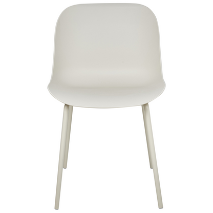 Set Of 2 Modern Dining Chairs Light Beige With Metal Legs