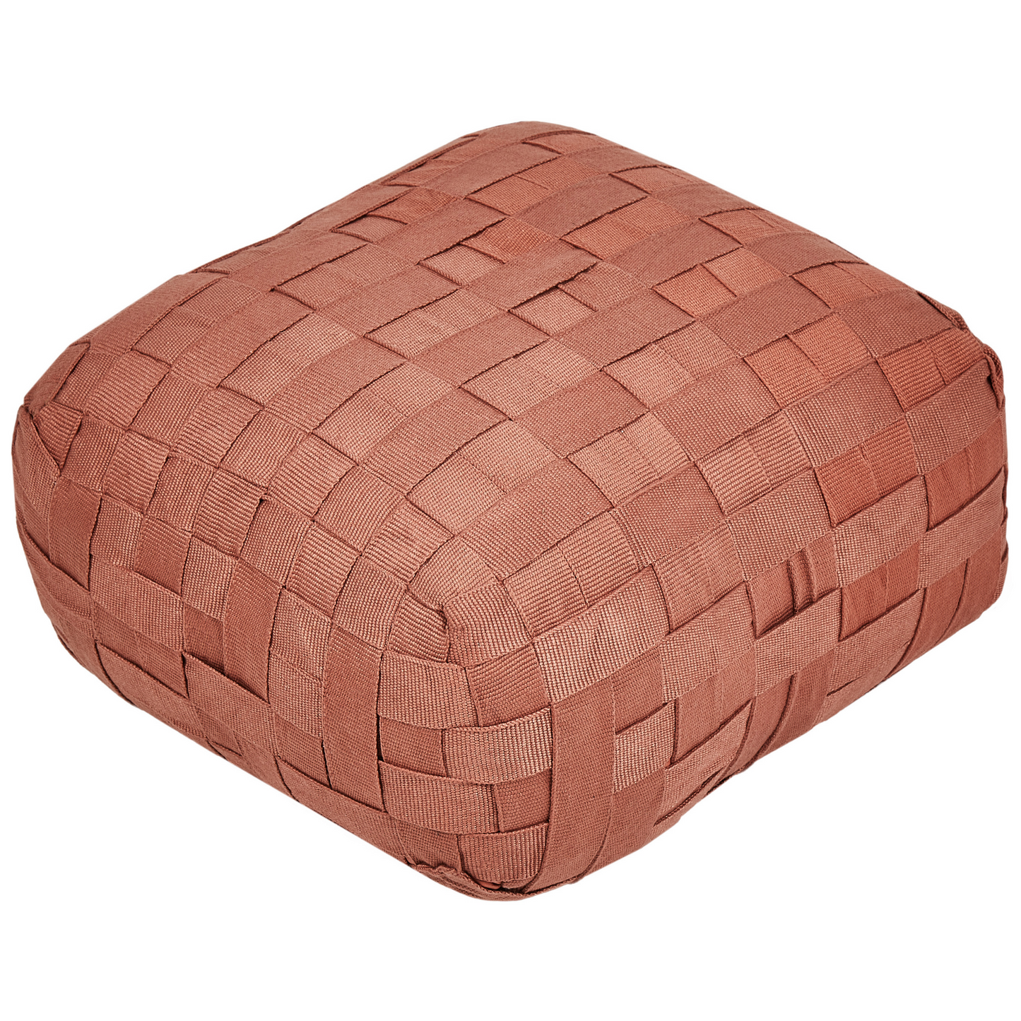 Boho Outdoor Pouffe 50 x 50cm Light Red Handwoven Recycled PET