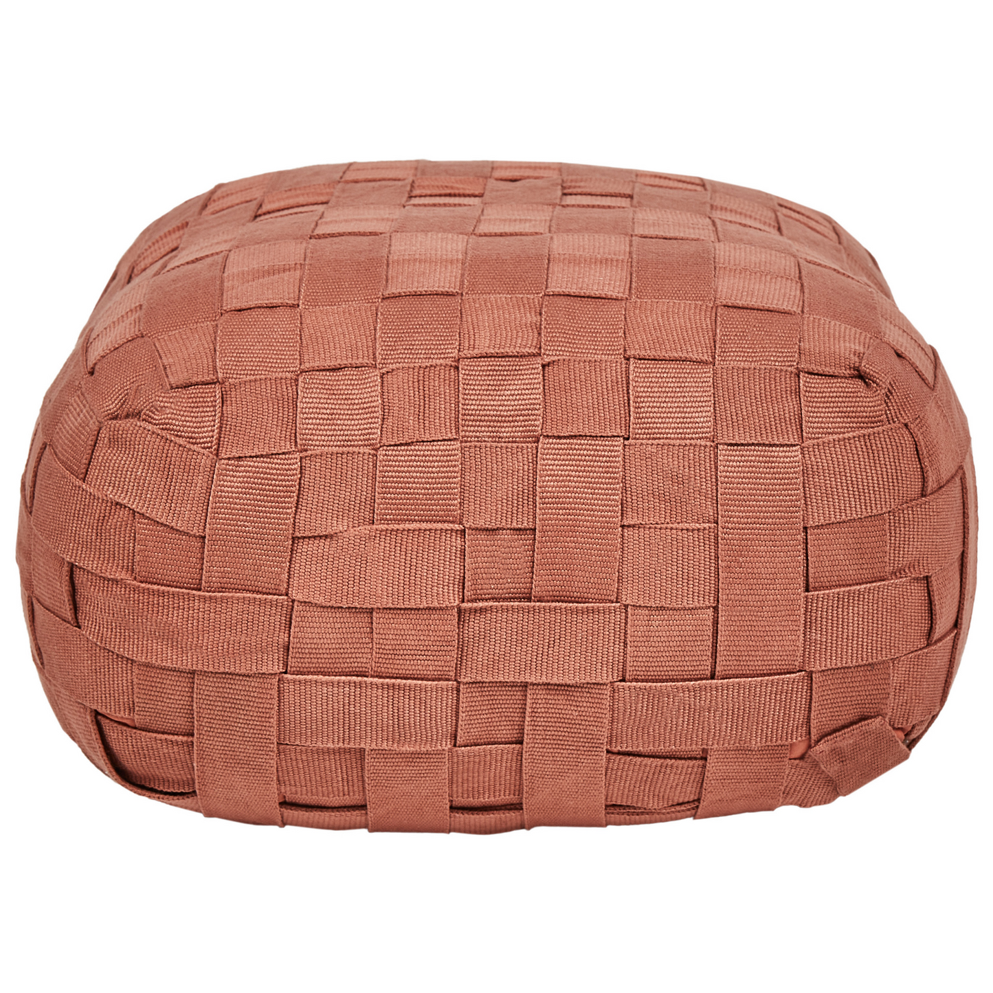 Boho Outdoor Pouffe 50 x 50cm Light Red Handwoven Recycled PET