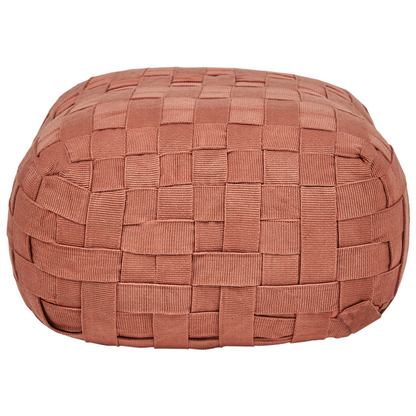 Boho Outdoor Pouffe 50 x 50cm Light Red Handwoven Recycled PET