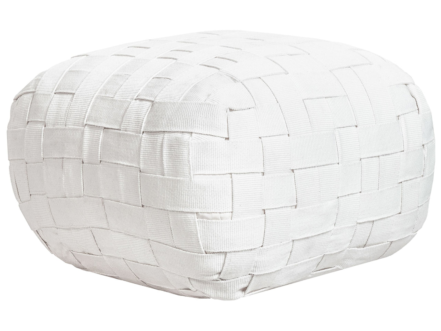 50 x 50 Off White Handwoven Boho Outdoor Pouffe