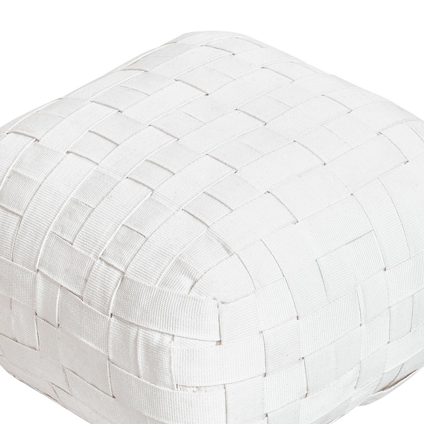 50 x 50 Off White Handwoven Boho Outdoor Pouffe