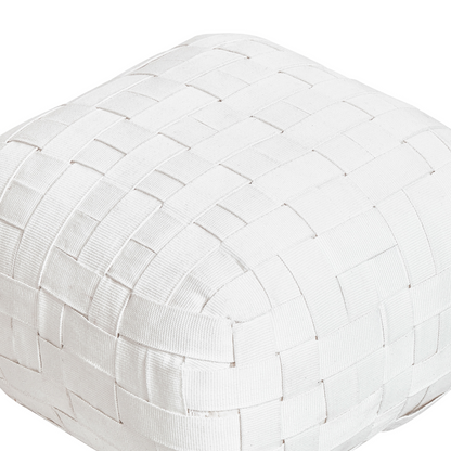 50 x 50 Off White Handwoven Boho Outdoor Pouffe