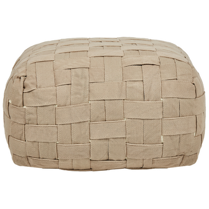 Garden Pouffe Beige 50 x 50cm Handwoven Outdoor Ottoman Boho Style Eco Friendly Recycled PET