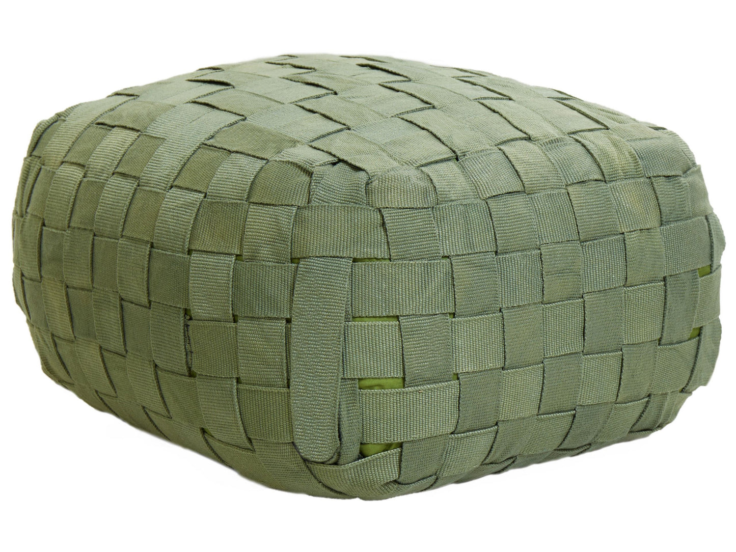 Garden Pouffe Green 50 x 50cm Handwoven Boho Outdoor Ottoman