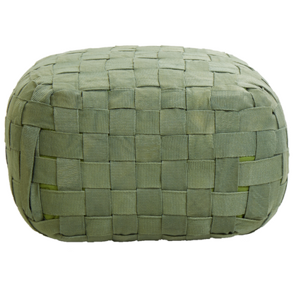 Garden Pouffe Green 50 x 50cm Handwoven Boho Outdoor Ottoman