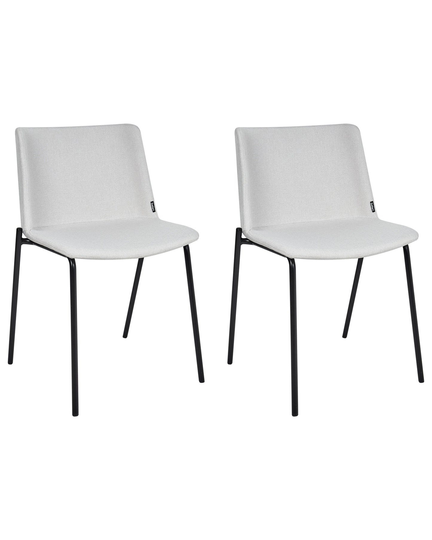 Set of 2 Dining Chairs Light Grey Polyester Upholstered Metal Legs
