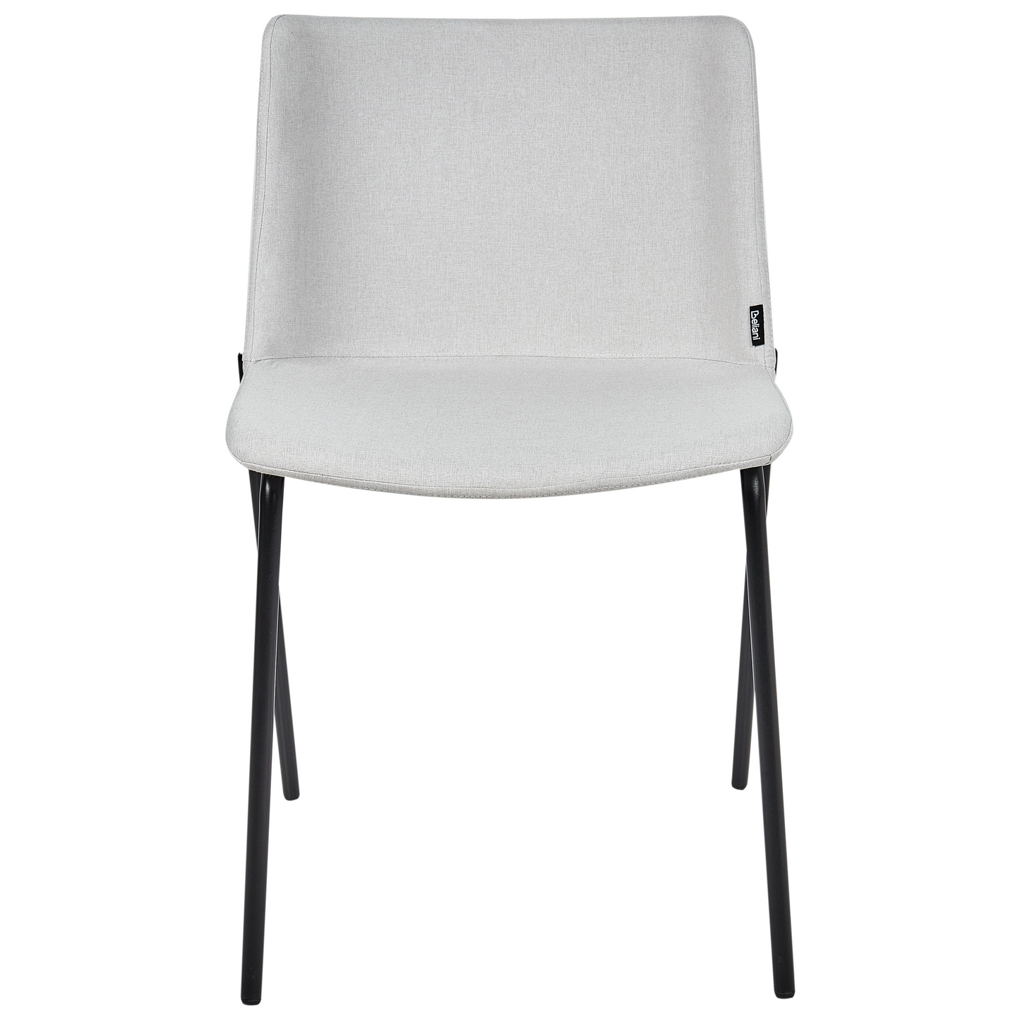 Set of 2 Dining Chairs Light Grey Polyester Upholstered Metal Legs