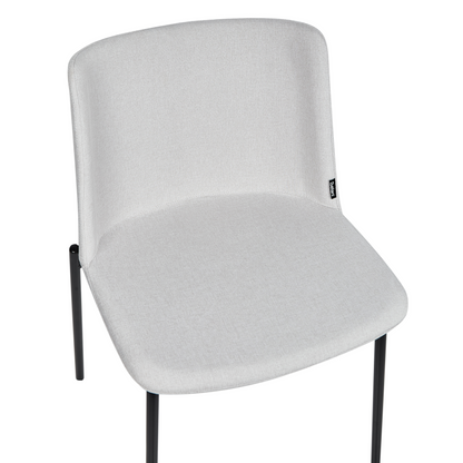 Set of 2 Dining Chairs Light Grey Polyester Upholstered Metal Legs