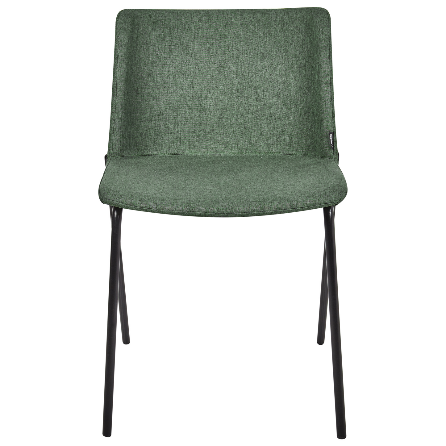 Set Of 2 Green Upholstered Dining Chairs With Metal Legs