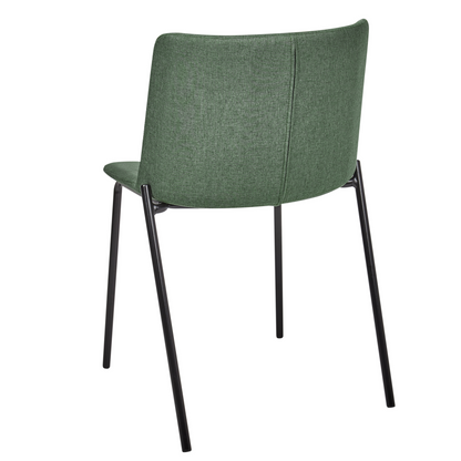 Set Of 2 Green Upholstered Dining Chairs With Metal Legs