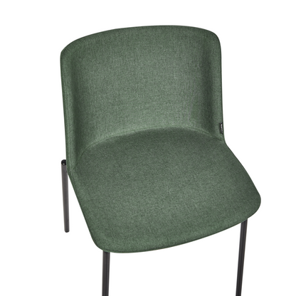 Set Of 2 Green Upholstered Dining Chairs With Metal Legs