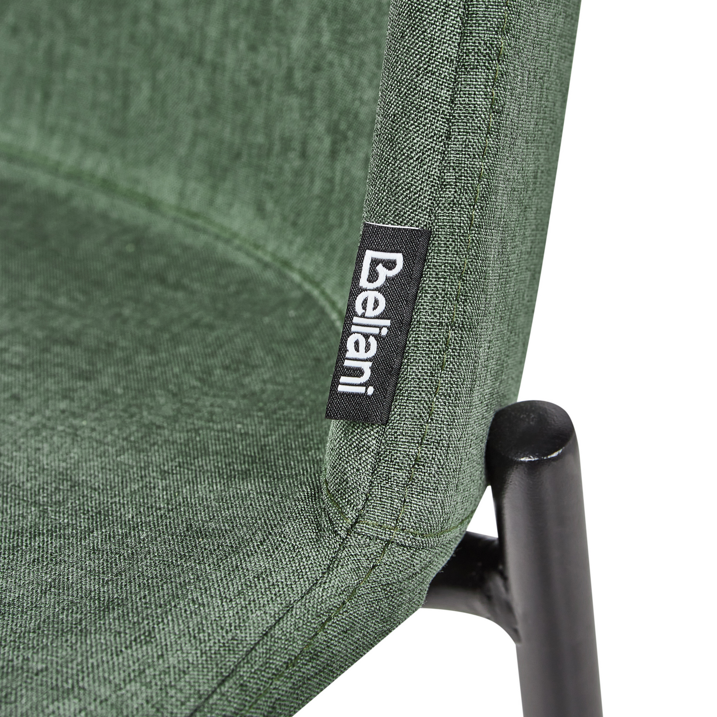 Set Of 2 Green Upholstered Dining Chairs With Metal Legs